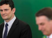 Sergio Moro e Jair Bolsonaro durante evento realizado no Palácio do Planalto.