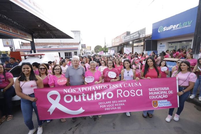 Caminhada em alusão ao Outubro Rosa reforça compromisso de prefeitura com a saúde em Palmeira dos Índios
