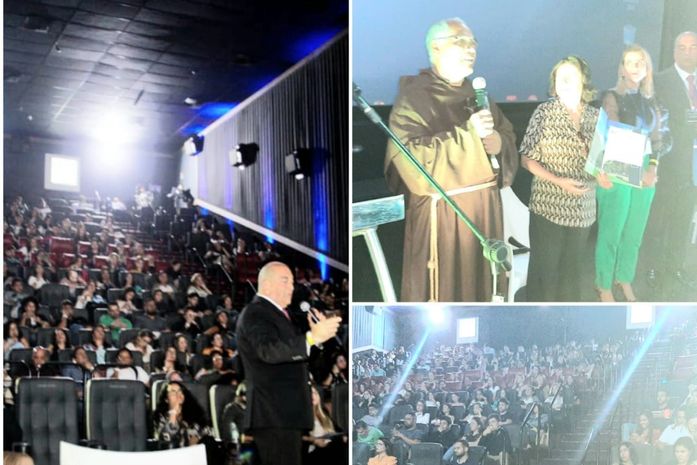 Médico Fernando Ganem, Frei José e o público que lotou o evento