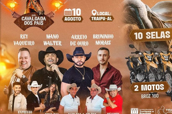 Show de Prêmios e oito atrações musicais: Cavalgada dos Pais acontece neste domingo (10) em Traipu