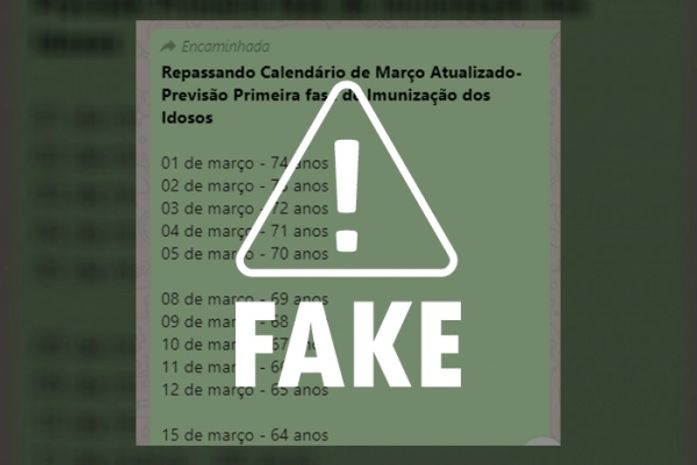 Mensagem com cronograma de vacinação contra a Covid-19 por idade é falsa