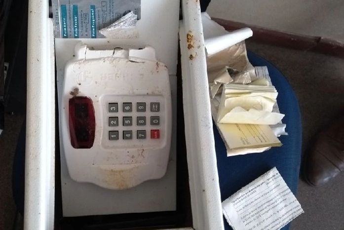 Cofre apreendido com o acusado no último furto
