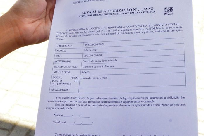 Alvará de autorização emitido pela Semscs.