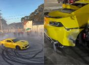 Competição organizada por influenciador termina com Camaro destruído em Maceió; assista