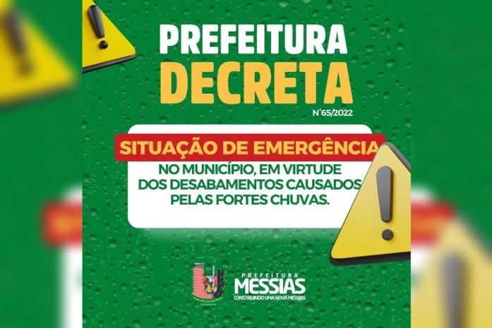 Com fortes chuvas, Messias decreta estado de emergência