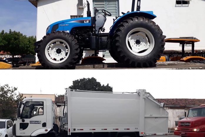 Comemorando a chegada das chuvas, prefeito Vinícius Lima anuncia a aquisicão de mais um trator e compactador de lixo para a frota municipal.