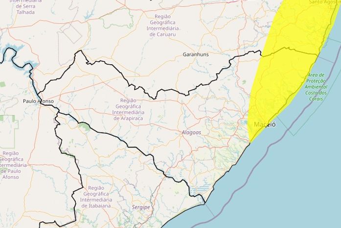 Inmet emite alerta de chuvas para Maceió e mais 26 cidades de Alagoas