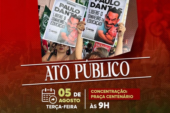 Trabalhadores da educação estadual em greve realizam ato nesta terça em Maceió