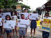 Ação com crianças na favela Mundaú orienta sobre os riscos do trabalho infantil