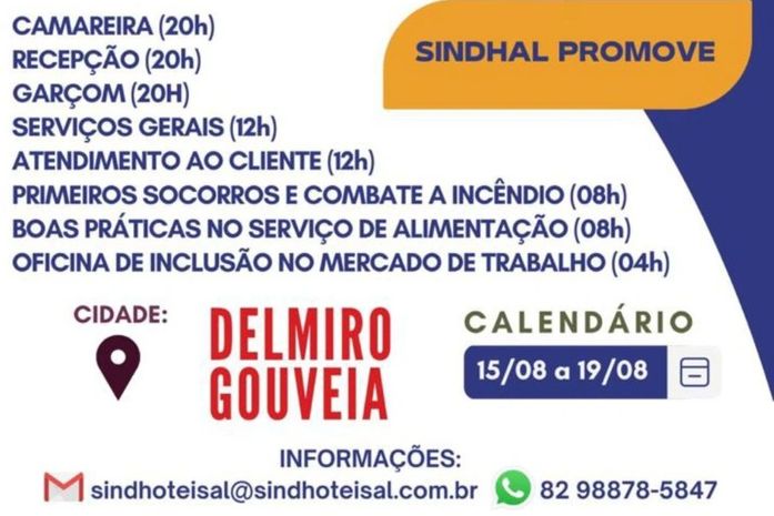 Em parceria com o SINDHAL e Governo de Alagoas, Prefeitura de Delmiro Gouveia oferece cursos profissionalizantes gratuitos