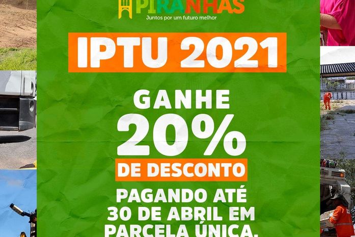 Contribuintes terão 20% de desconto na parcela única