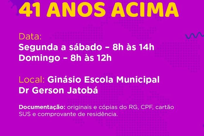 Palmeira reduz idade e inicia vacinação de pessoas acima de 41 anos