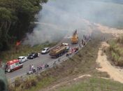 Moto pegou fogo após impacto