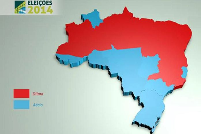 Dilma vence no Norte e no Nordeste, Aécio ganha nas outras três regiões