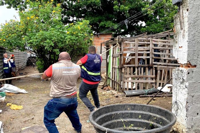 Barracos vazios após entrega de residencial estão sendo demolidos no Vergel do Lago