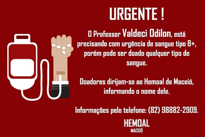 Doação deve ser realizada no Hemoal