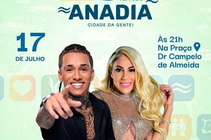 Prefeitura de Anadia anuncia programação artística em comemoração aos 224 anos de aniversário