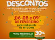 Durante o carnaval, Secretaria de Finanças fará plantão para recebimento do IPTU