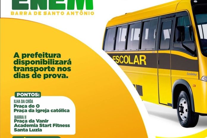 Prefeitura disponibiliza ônibus gratuito para candidatos que fazem o ENEM