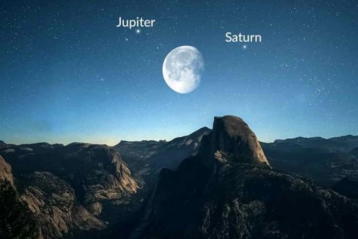 Dois fenômenos juntos na mesma noite: júpiter e saturno em conjunção e a Lua Azul