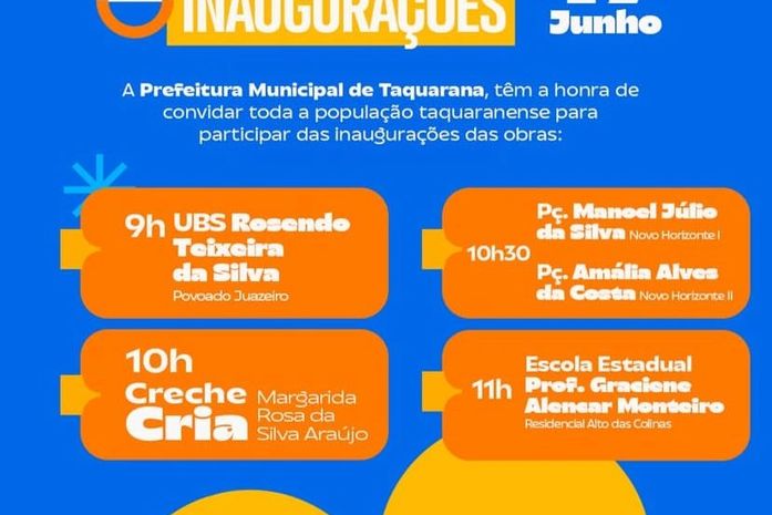 Taquarana celebra novos avanços com inaugurações neste dia 17 de Junho

