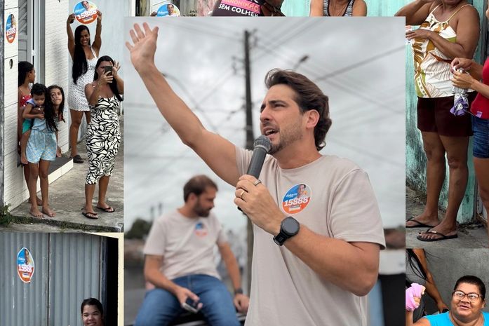 Guilherme Lopes sobe em mini trio e inicia campanha casa a casa pelas ruas de Penedo