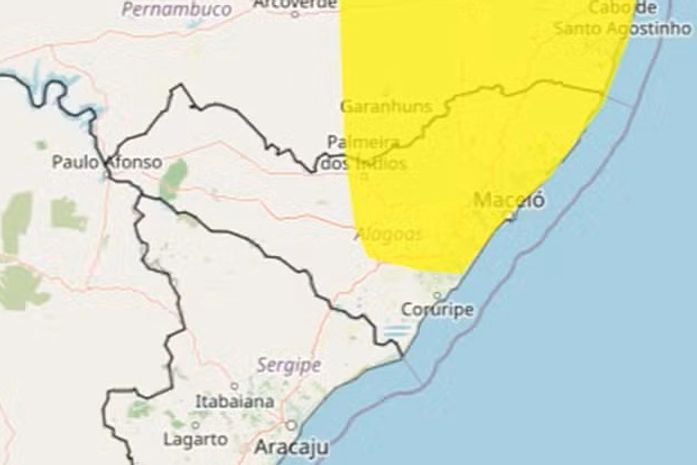 Inmet emite alerta de chuvas para 63 municípios de Alagoas até este sábado