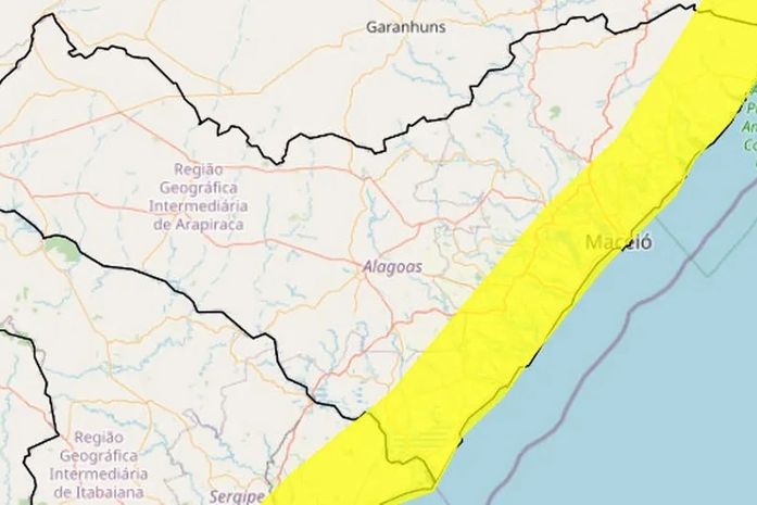 Inmet renova alerta para chuvas intensas em 37 municípios de Alagoas; confira