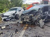 Colisão frontal entre carros deixa quatro feridos na BR-316, em Maribondo
