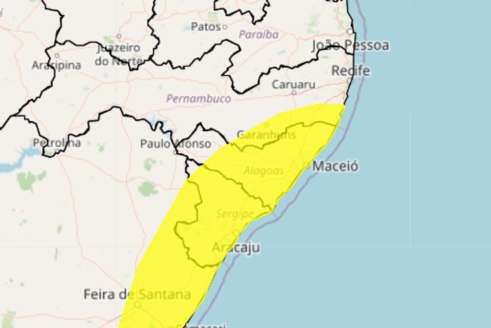 Inmet emite alerta de acumulado de chuva para 93 municípios alagoanos; confira lista