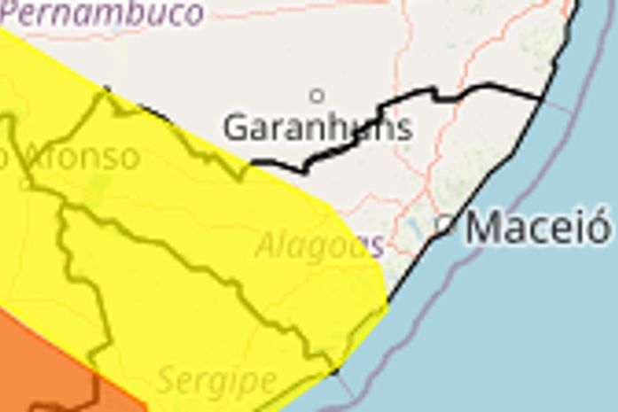 Inmet emite alerta de chuvas e ventos fortes para 57 cidades de AL
