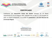 O primeiro certificado do menino quilombola, como palestrante na 10ª Bienal Internacional do Livro de Alagoas e os 201 anos da Independência do Brasil