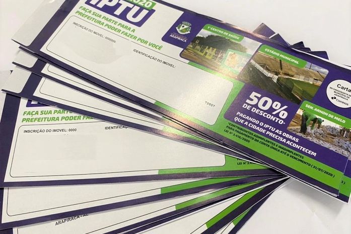 Prazo para pagamento do IPTU com desconto de 50% em Arapiraca se encerra na próxima sexta (31