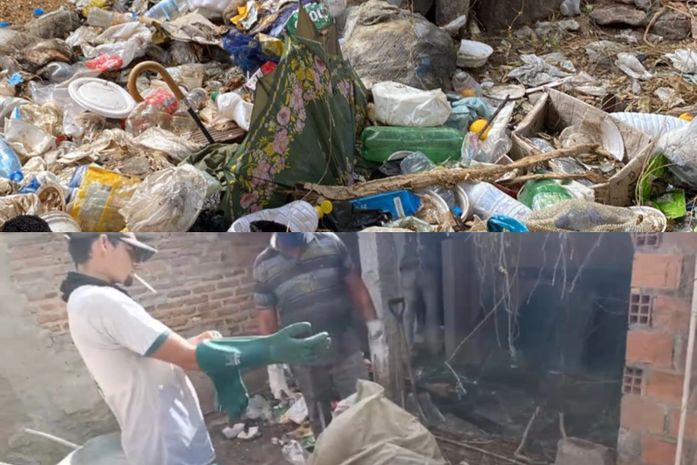 Força-tarefa de limpeza segue em residência de acumulador internado no Sertão de Alagoas