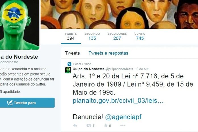 Conta foi criada para denunciar postagens preconceituosa