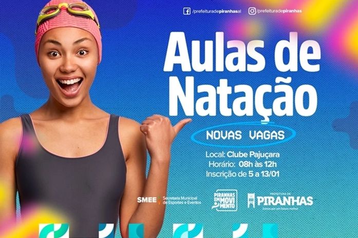 Prefeitura de Piranhas abre novas vagas para aulas de natação gratuitas⠀