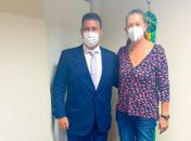 Secretário da Semtel, Eduardo Monteiro, com a ministra do Esporte, Ana Moser, em Brasília. 