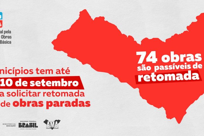 Obras paralisadas: Municípios têm até 10 de setembro para solicitar retomada