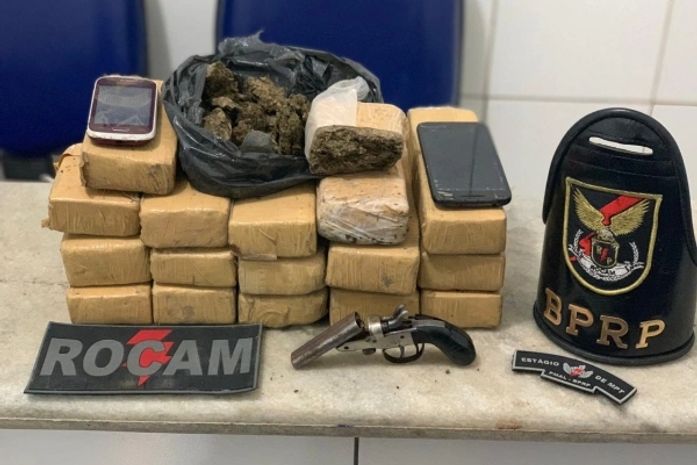 Material apreendido pela Radiopatrulha no bairro do Canaã, em Maceió