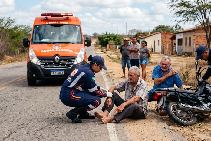 Dois idosos ficam feridos após queda de moto em Santana do Ipanema