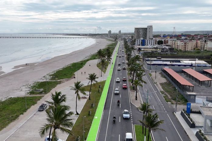 Orla marítima ganha mais 2,1 km de faixa de passeio compartilhado