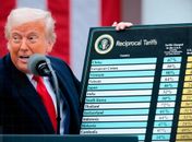 Donald Trump exibe a tabela com as tarifas a serem aplicadas aos países