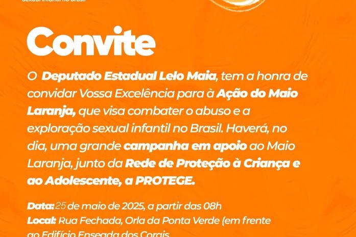Deputado Lelo Maia promove ação do Maio Laranja na orla de Ponta Verde