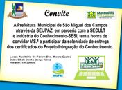 Entrega de certificados do PRO-INCO será nesta terça, em São Miguel dos Campos