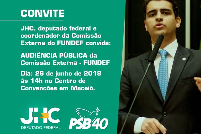 JHC convida a Educação e autoridades competentes para Audiência Sobre os Precatórios do FUNDEF em Maceió