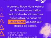 Carreta Roda Hans atenderá Palmeira dos Índios e 8ª Região em agosto
