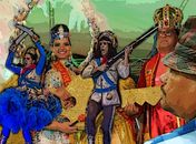 Zé do Boi, representantes do Folia de Rua e quadrilheiros, todos juntos e misturados