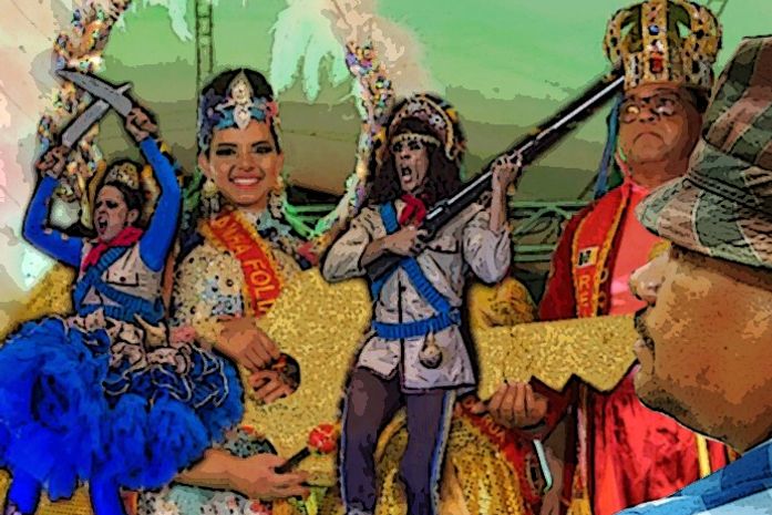 Zé do Boi, representantes do Folia de Rua e quadrilheiros, todos juntos e misturados