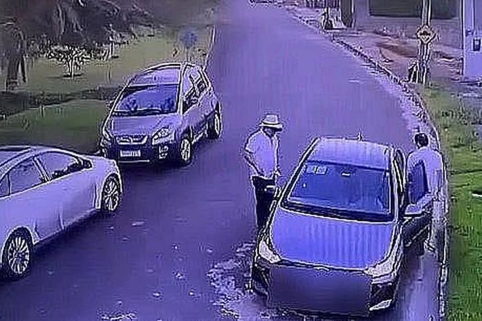 Câmeras de segurança registraram momento em que empresário chega em casa após acidente