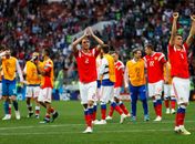 Camisa 2 da seleção da casa, Mário Fernandes, brasileiro naturalizado russo, comemora goleada sobre a Arábia Saudita